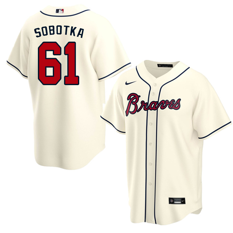 Nike Men #61 Chad Sobotka Atlanta Braves Baseball Jerseys Sale-Cream